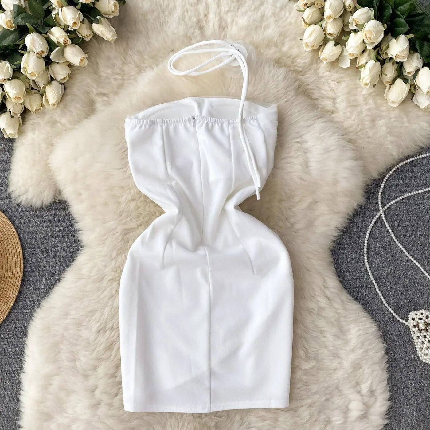 Sexy Strapless Mesh Dress Chic Vintage Evening Party Club Dress Women Chic Slim Ceremonial Hip Wrap Dress - Celestial Couture