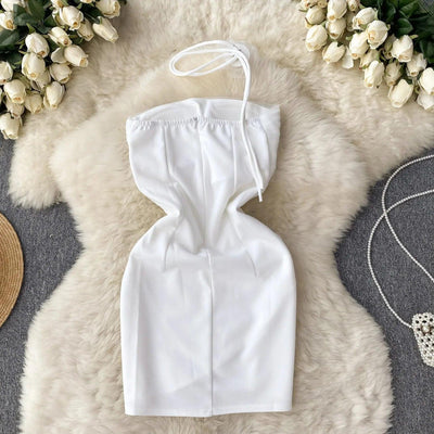 Sexy Strapless Mesh Dress Chic Vintage Evening Party Club Dress Women Chic Slim Ceremonial Hip Wrap Dress - Celestial Couture