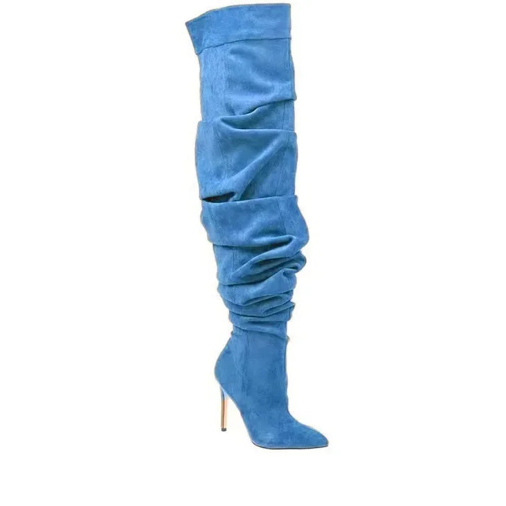 Paloma Suede Pleated Pointed Boots