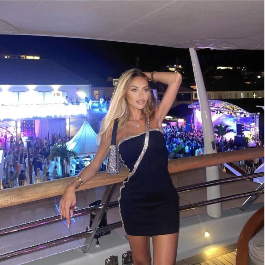 New Arrival Black White Color Women Sexy Off the Shoulder Bodycon Mini Dress Bandage Fashion Nightclub Party Celebrate Dress - Celestial Couture