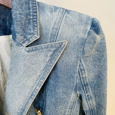 Mona Double Breasted Denim Jeans Short Blazer
