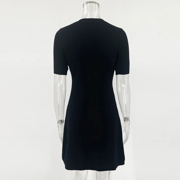 Merlin Elegant White Knitted Mini Dress - Celestia Couture