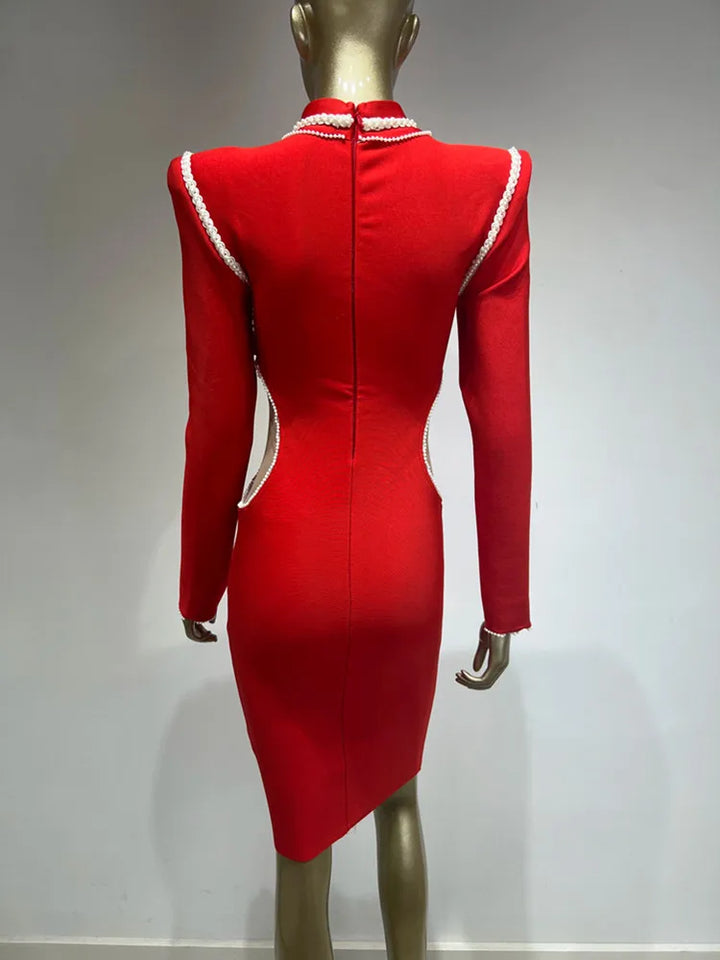 Scarlet Envy Turtleneck Midi Bodycon Dress - Celestia Couture