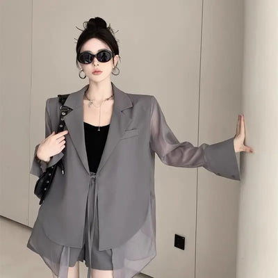 ANNA Chiffon Blazer & Trousers | Sophisticated Women’s Formalwear - Celestial Couture