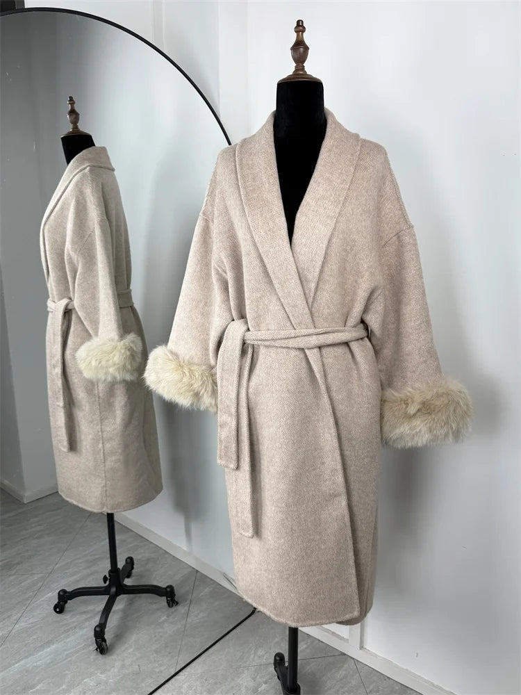 ELARA 2 WOOL COAT FOX FUR