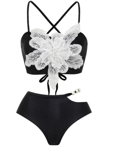 OUINA FLOWER SWIMWEAR AND RUFFLED SKIRT - Celestial Couture
