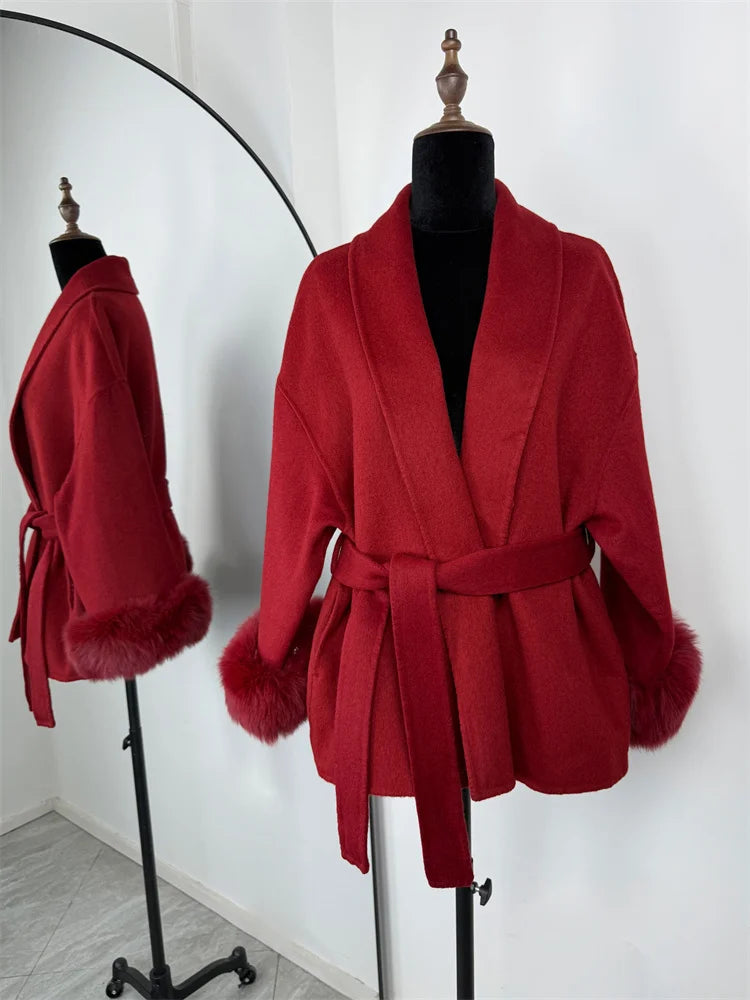 ELARA 2 WOOL COAT FOX FUR