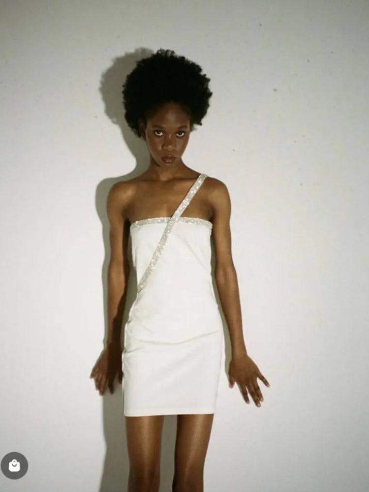 New Arrival Black White Color Women Sexy Off the Shoulder Bodycon Mini Dress Bandage Fashion Nightclub Party Celebrate Dress - Celestial Couture