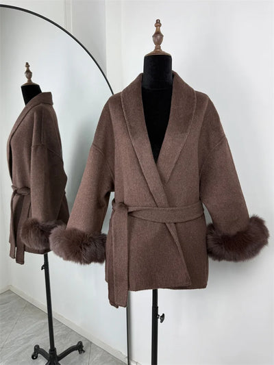 ELARA 2 WOOL COAT FOX FUR