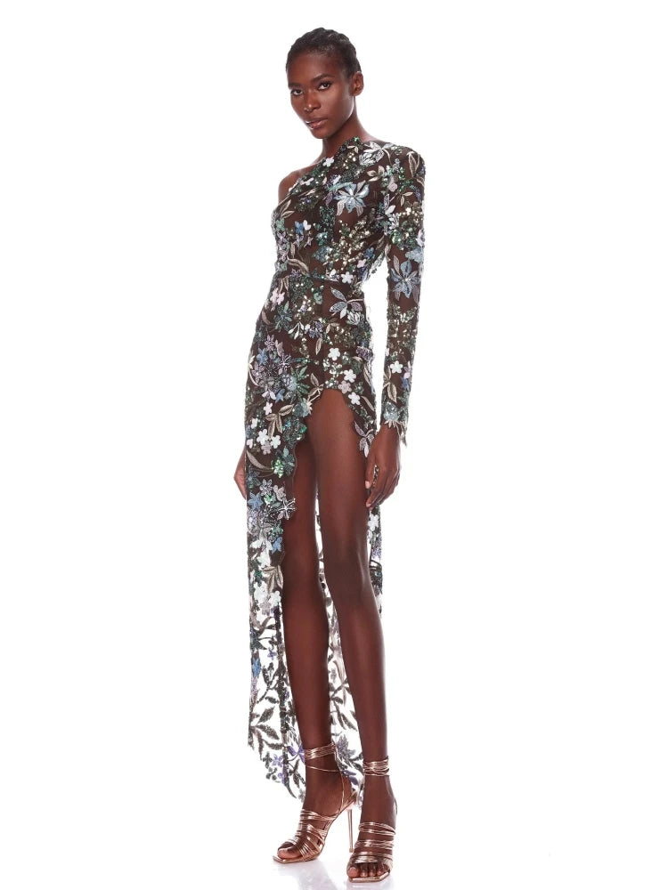 Aurora Blossom Sequin Dress - Celestial Couture