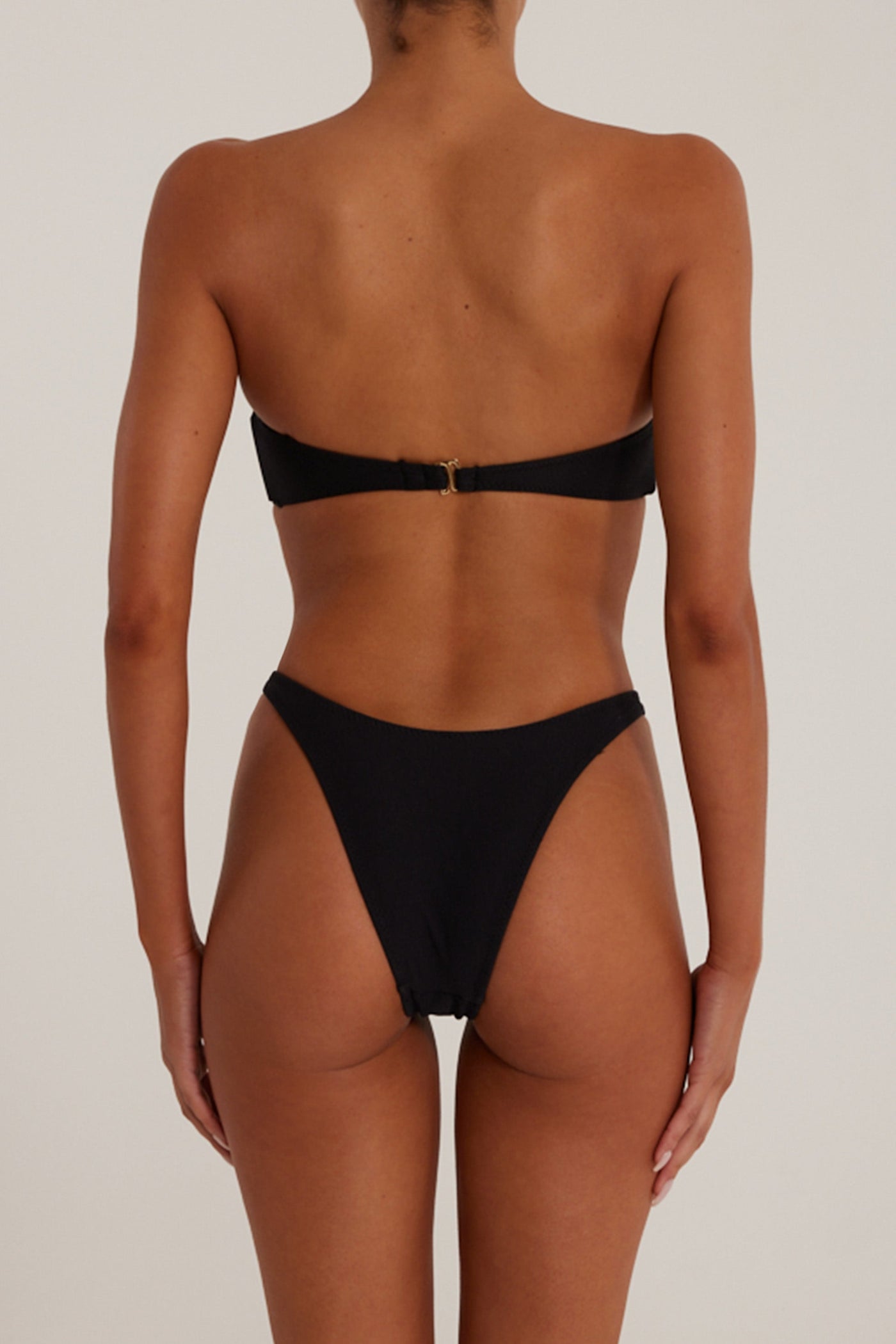 Rosette Bandeau Top (Faux Suede Black/Cream) - Celestial Couture