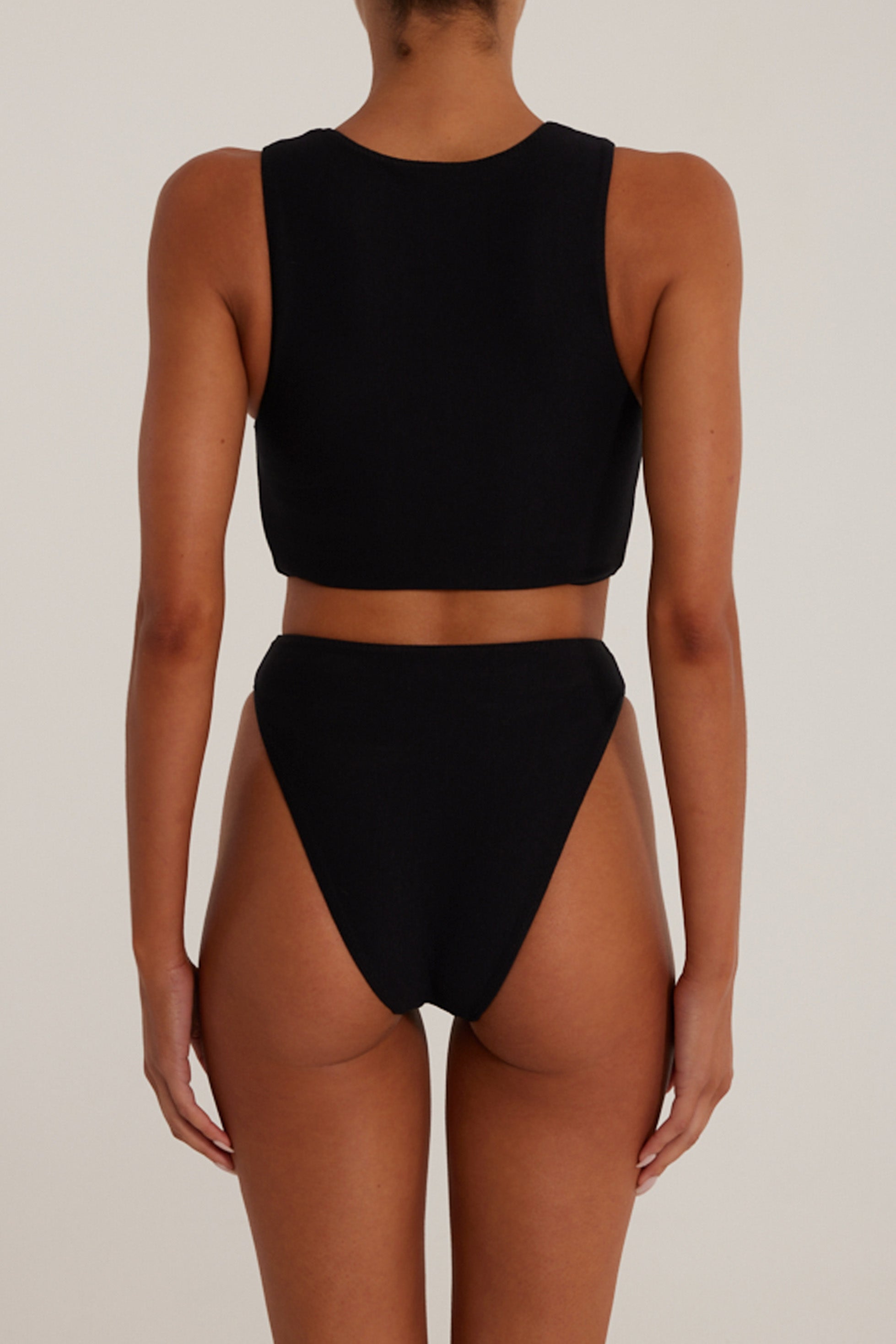 Rosette High Rise Bottom (Faux Suede Black/Cream) - Celestial Couture