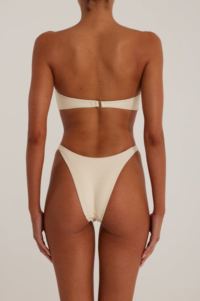 Rosette Bandeau Top (Faux Suede Cream/Cream) - Celestial Couture