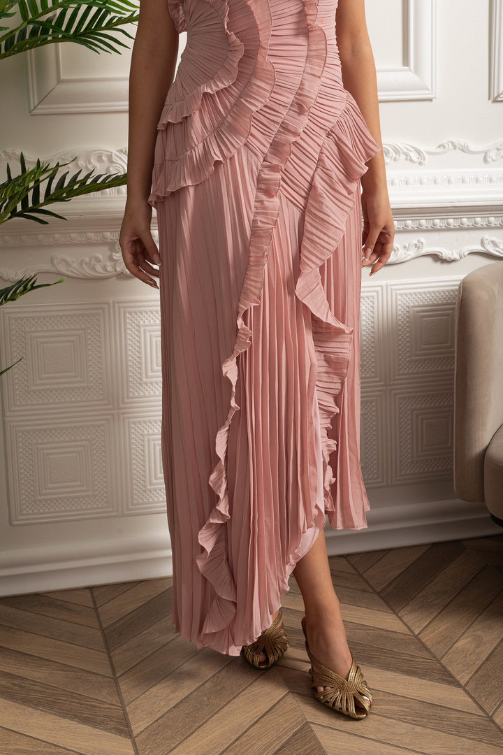 Julia Charming Ruffle Cascade Maxi Dress - Celestia Couture