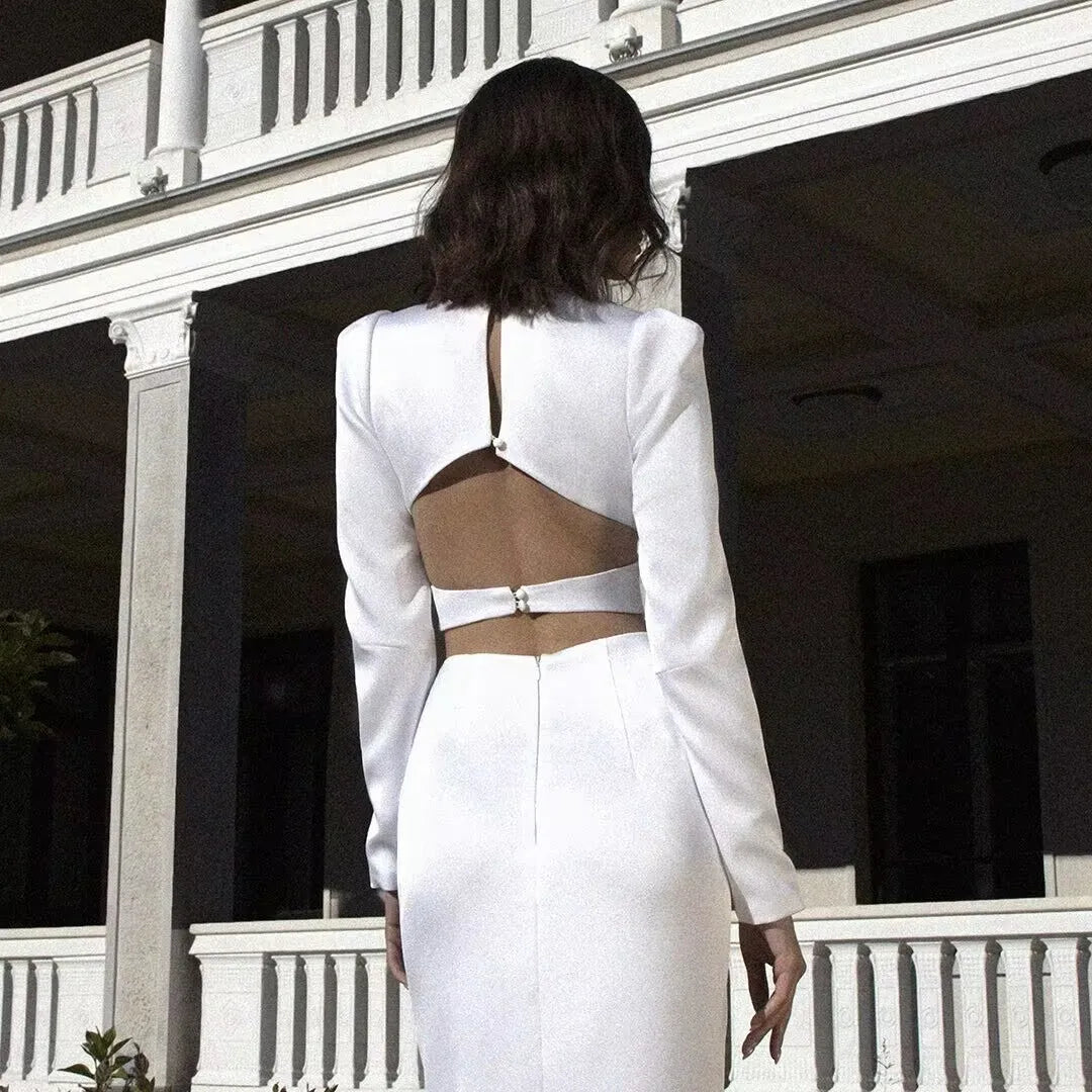 Ivory Essence Classic White Dress - Celestia Couture