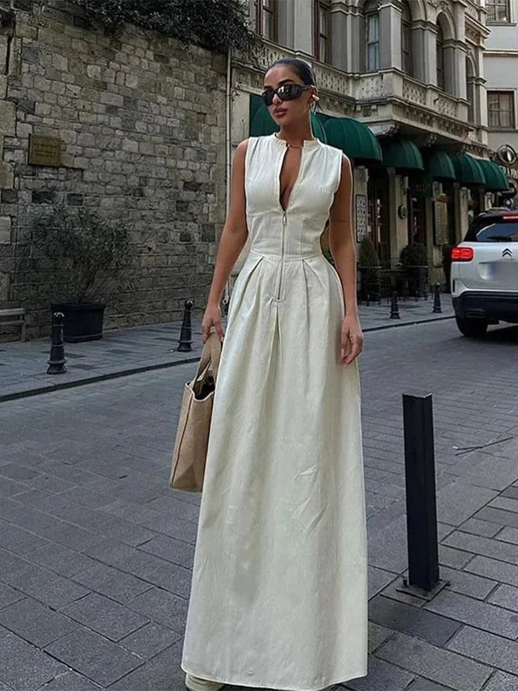 Ethereal Linen Maxi Dress - Celestia Couture