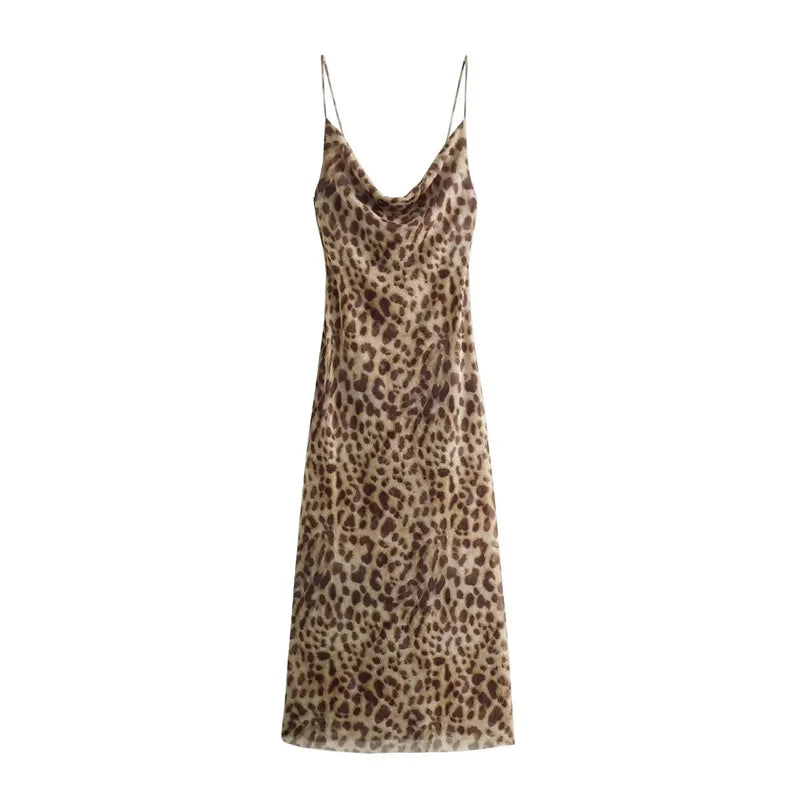 Leopard Print Long Dress - Celestia Couture