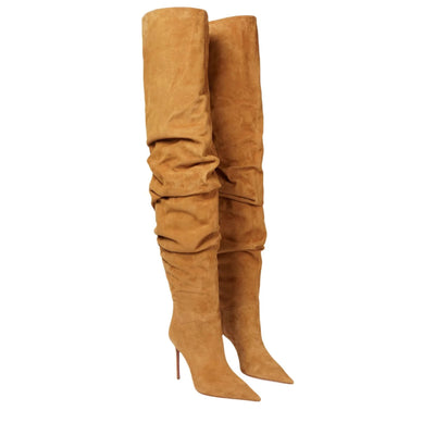 Paloma Suede Pleated Pointed Boots