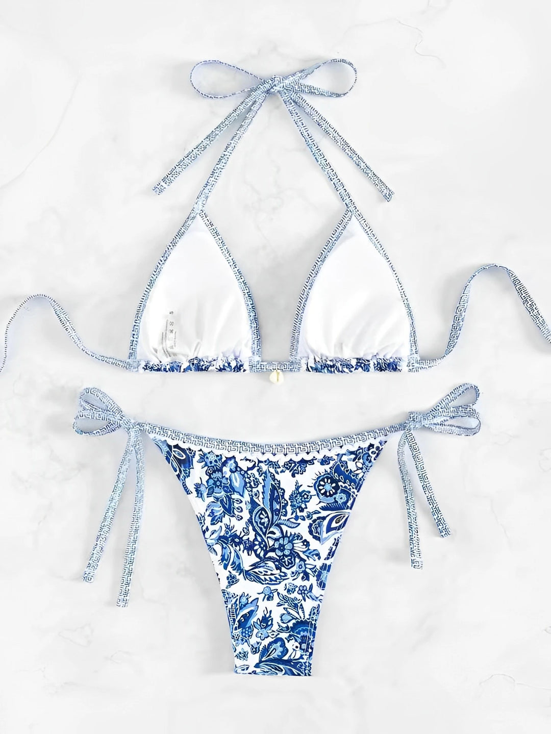 SERENITY Halter String Triangle Two Piece Bikini r - Celestia Couture