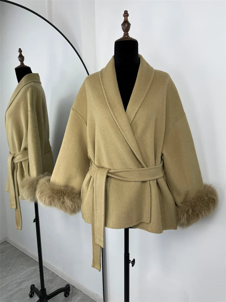 ELARA 2 WOOL COAT FOX FUR