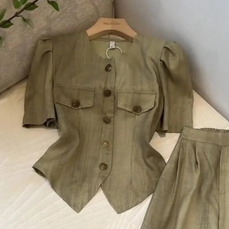 Irregular Bubble Sleeve Suit - Celestial Couture