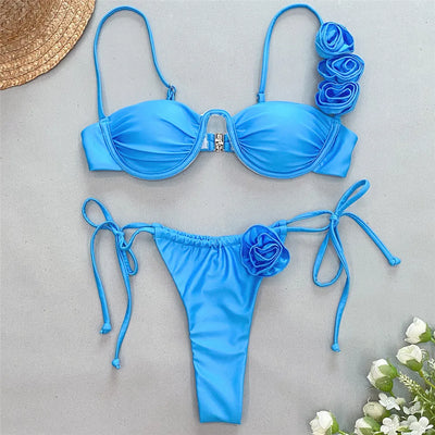 BLUE FLOWER BIKINI - Celestial Couture