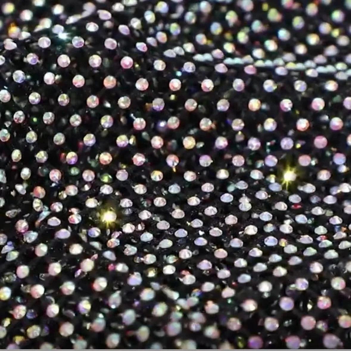 Sidaimi New Women Crystal Diamond Sexy Bodycon Dress Hollow Out Long Sleeve Mini Dress Female See Through Rhinestone Party Dress - Celestial Couture