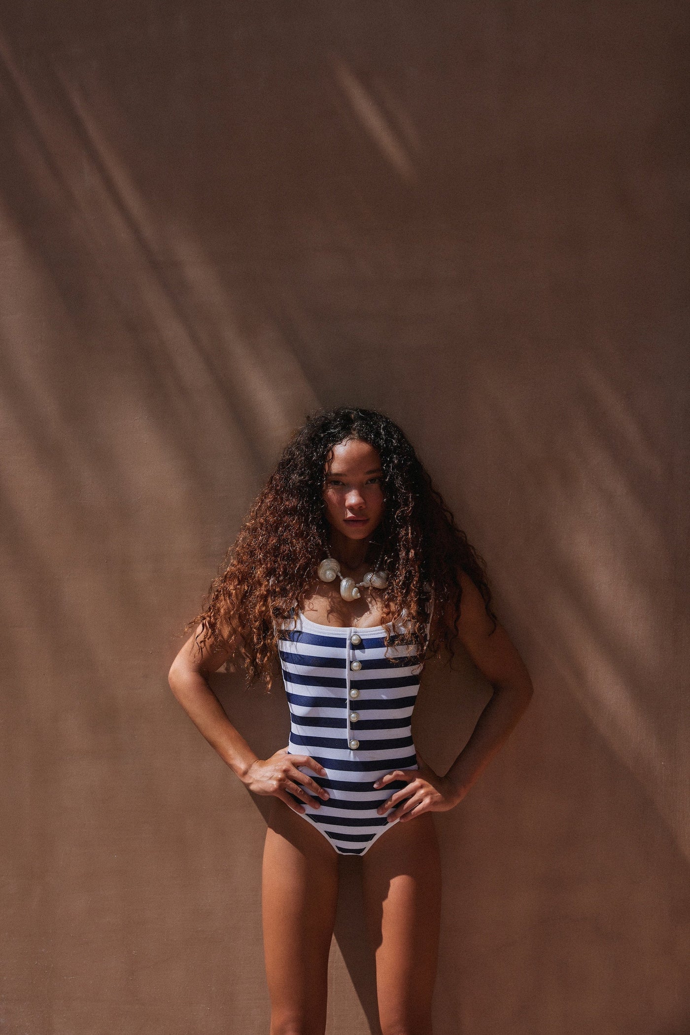 The Grace Tank One Piece (Navy Cream Stripe/White) - Celestial Couture