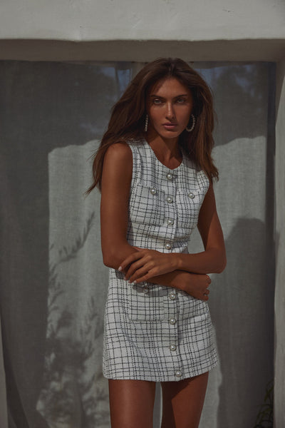 Grace Dress (White Tweed) - Celestial Couture