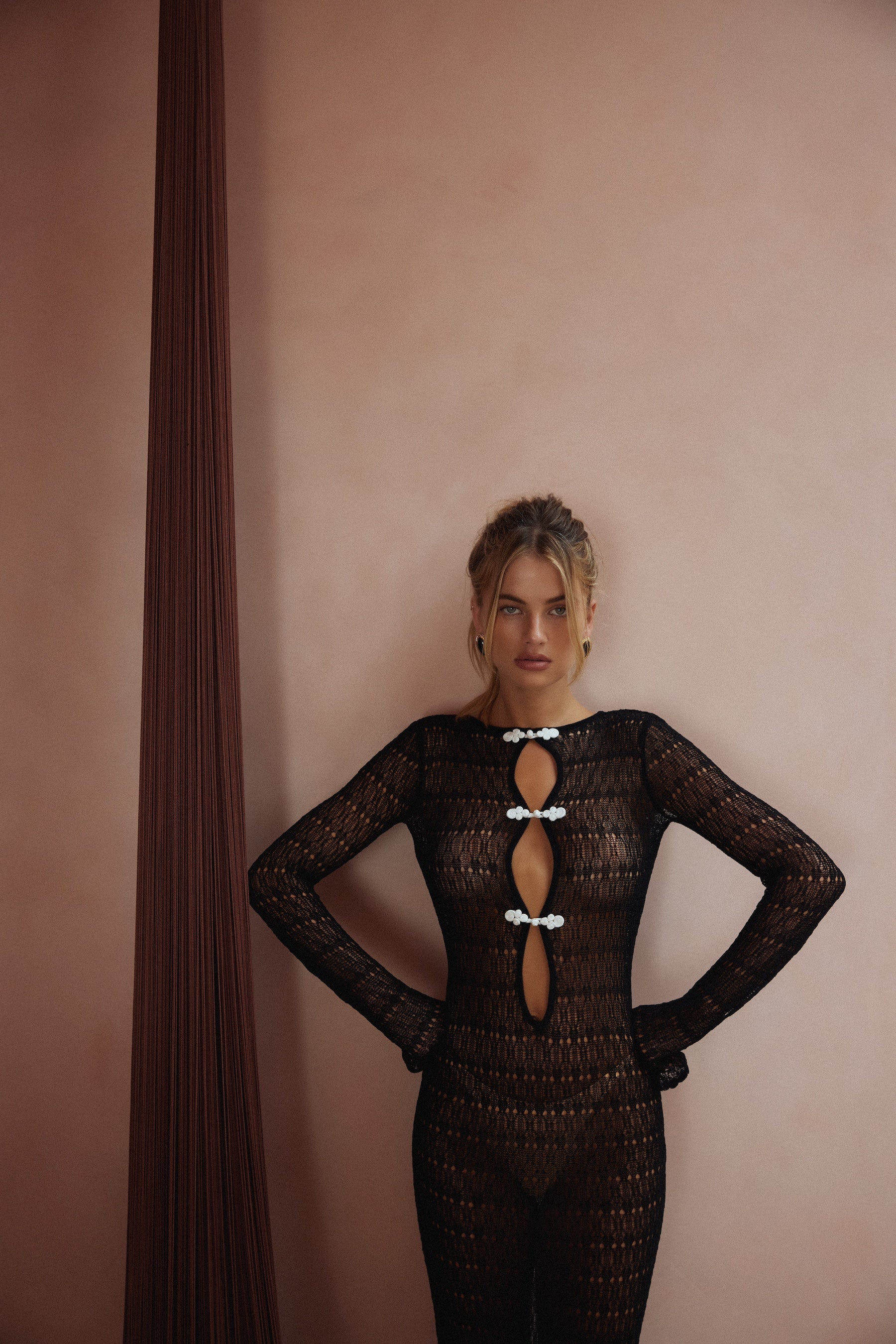 Keyhole Crochet Dress (Black/Cream) - Celestial Couture