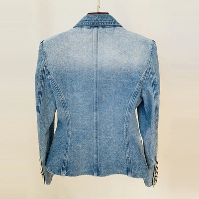 Mona Double Breasted Denim Jeans Short Blazer