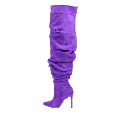 Paloma Suede Pleated Pointed Boots