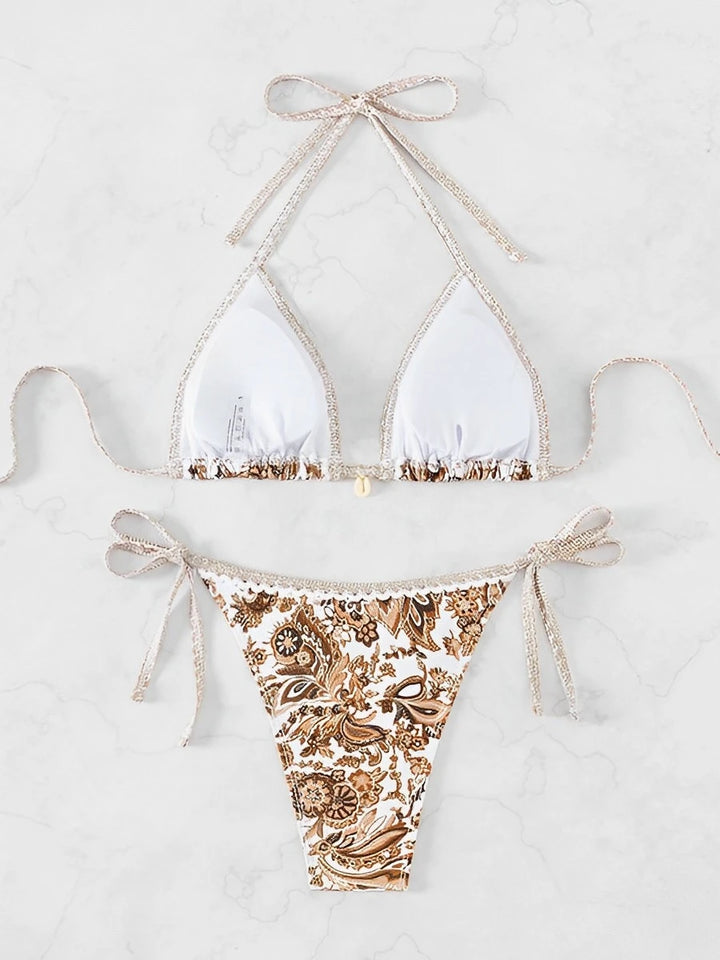 SERENITY Halter String Triangle Two Piece Bikini r - Celestia Couture