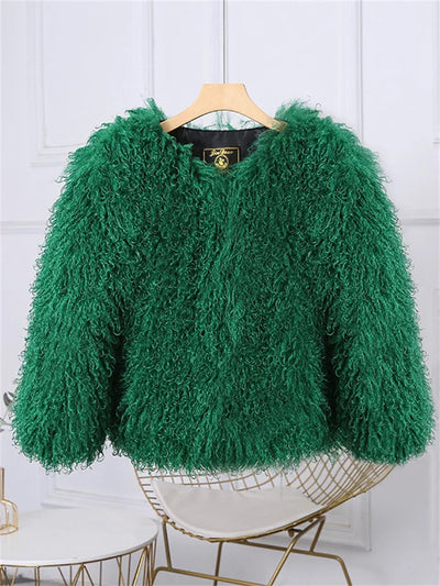 Valentina Fringe Fluffy Faux Fur Jacket