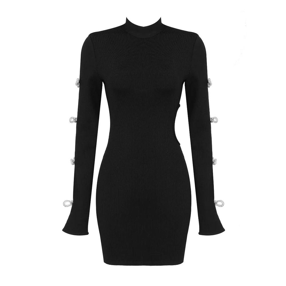 Hollow Out Backless Diamonds Dress - Celestia Couture