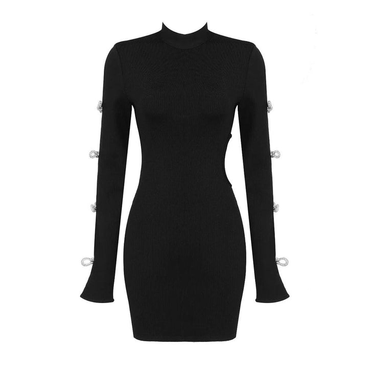 Hollow Out Backless Diamonds Dress - Celestia Couture