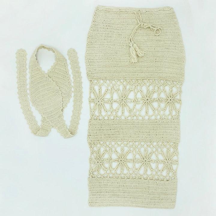 Crochet Crossed Top &amp; skirt set