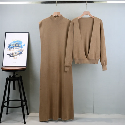 Stylish Knitted Sweater Dress Set - Celestial Couture