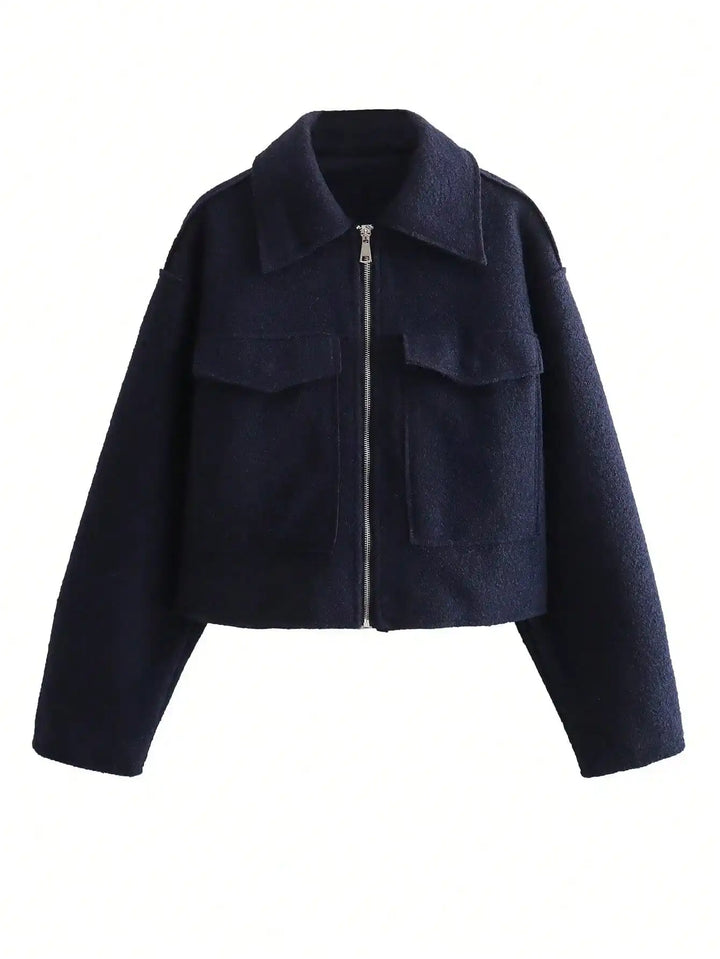 Mila Women Elegant Long Sleeve Wool Jacket