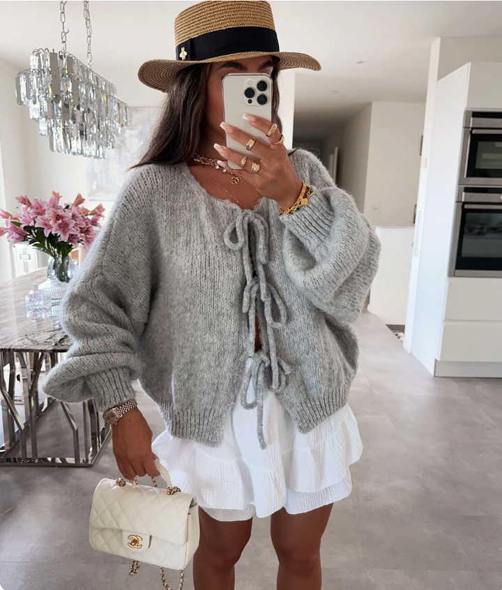 Eva | Knitted Bow Cardigan - Celestial Couture