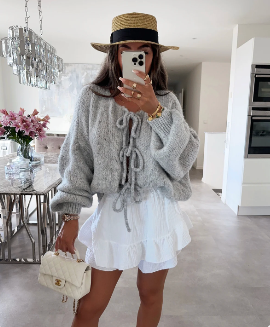 Eva | Knitted Bow Cardigan - Celestial Couture