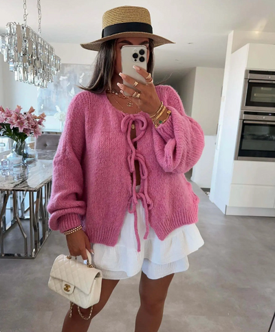 Eva | Knitted Bow Cardigan - Celestial Couture