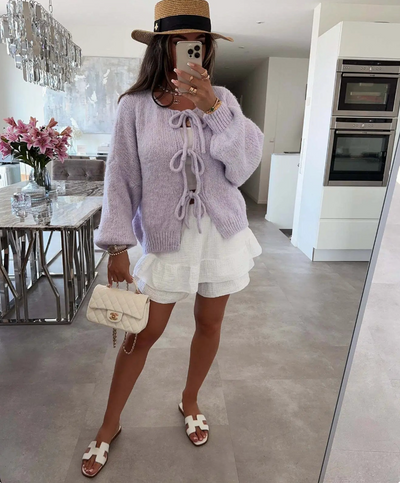 Eva | Knitted Bow Cardigan - Celestial Couture