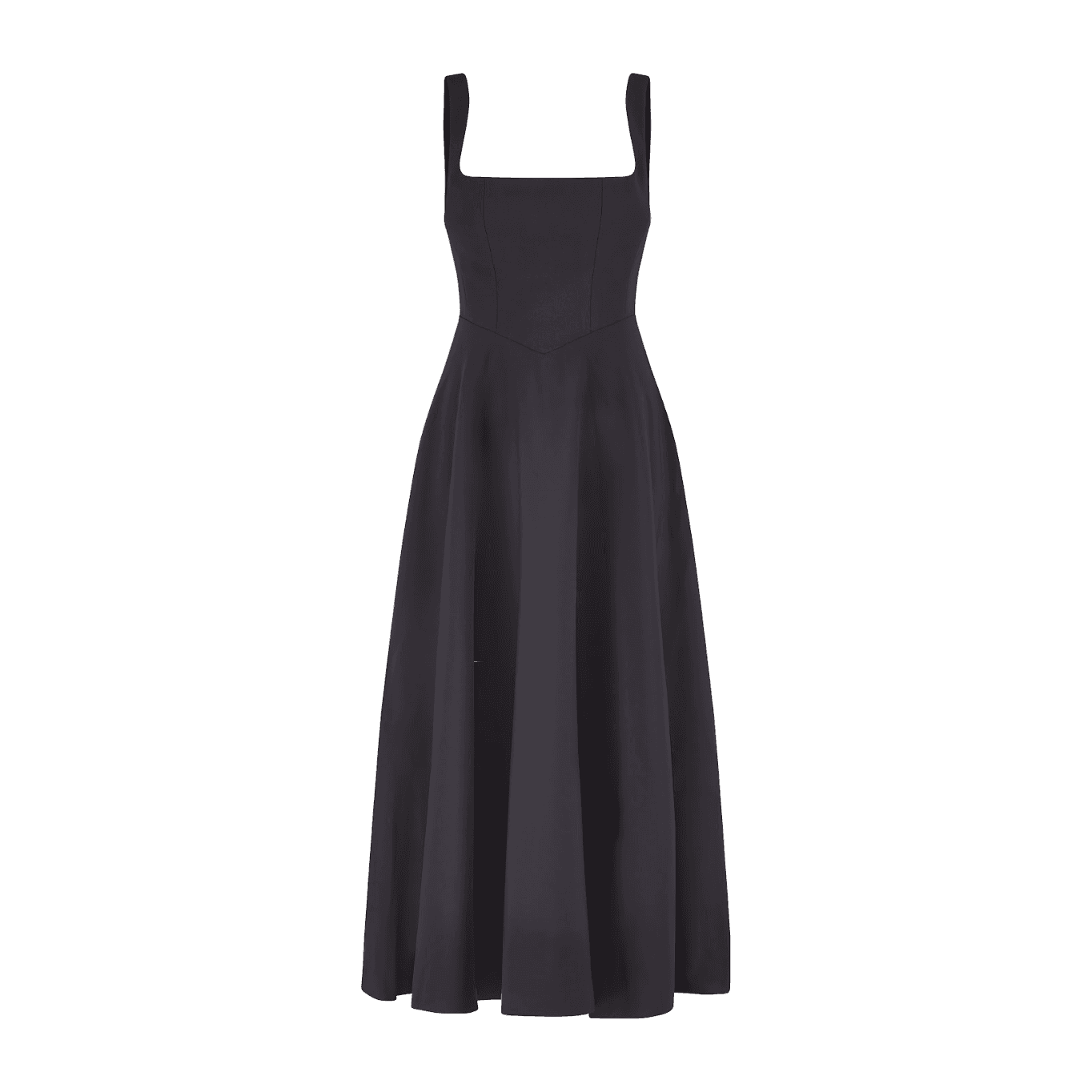 Celestia High Waist Square Neck Midi Dress | Black - Celestial Couture