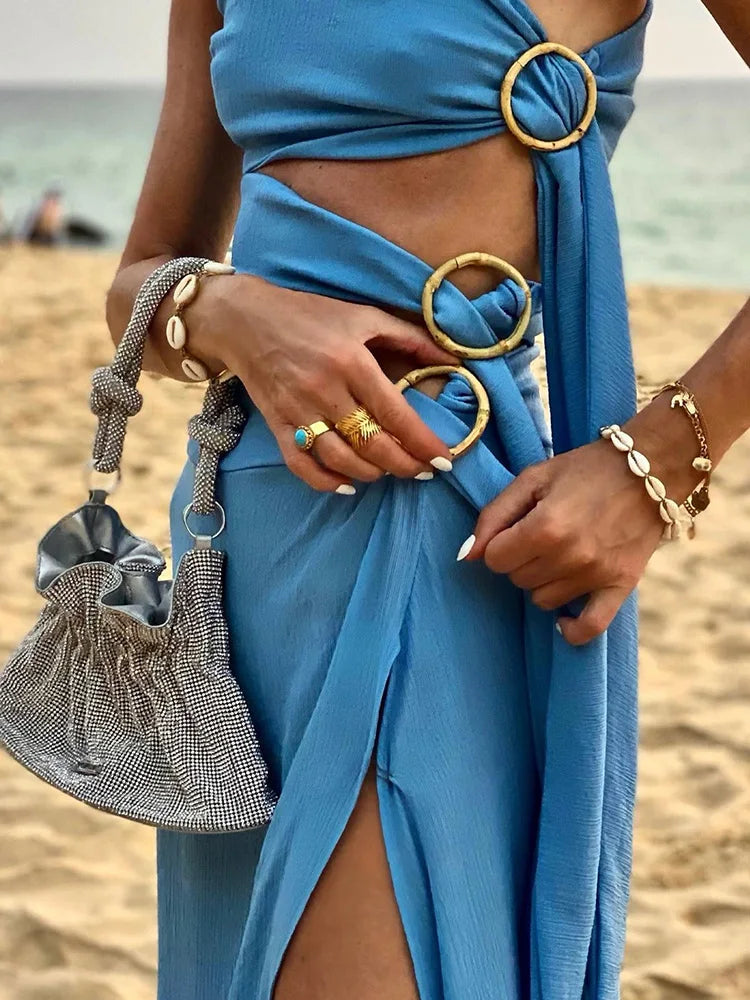 Asymmetrical Ring Detail Beach Dress - Chic Summer Swimwear - Celestial Couture