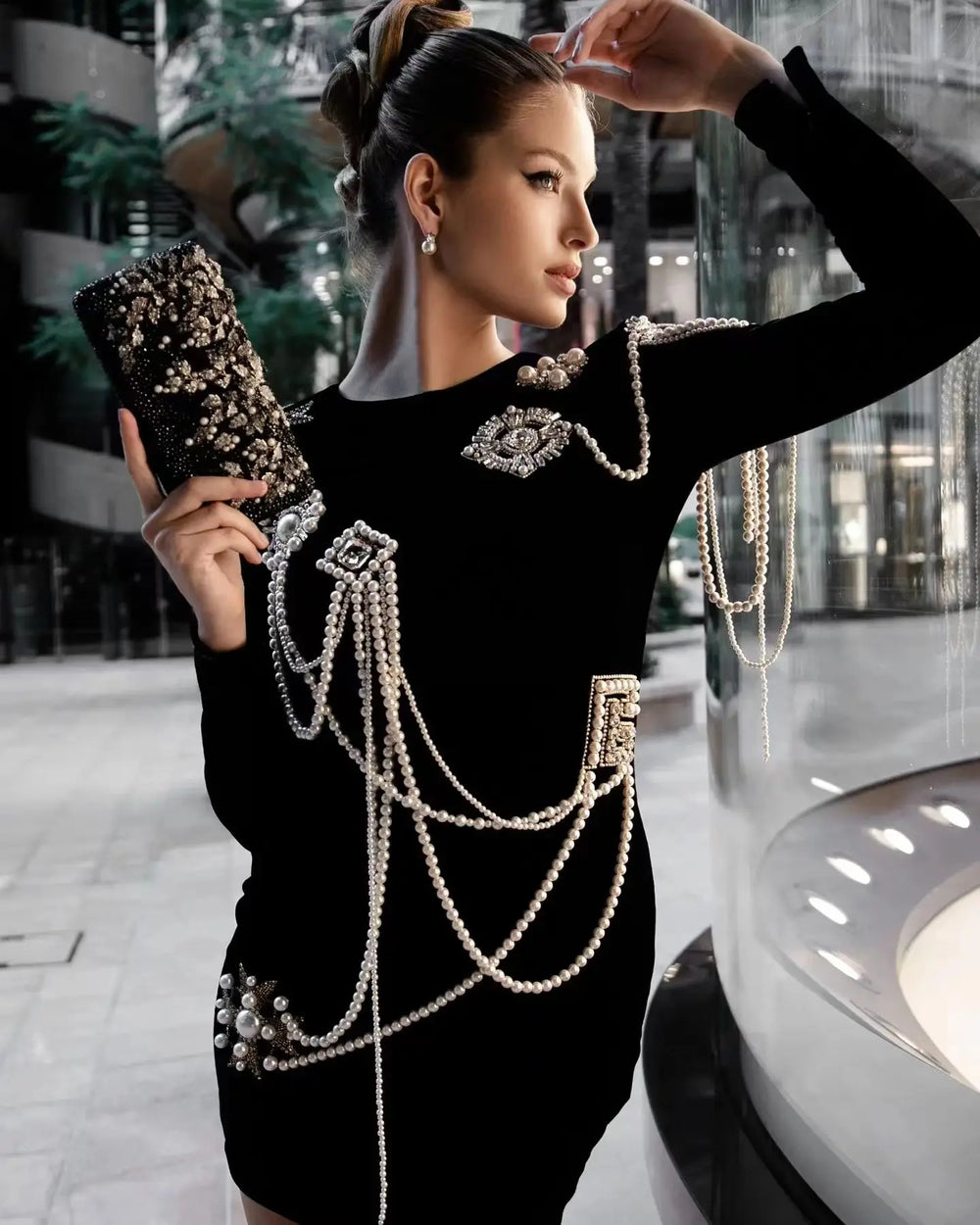 Lunar Pearl Mini Dress - Celestia Couture