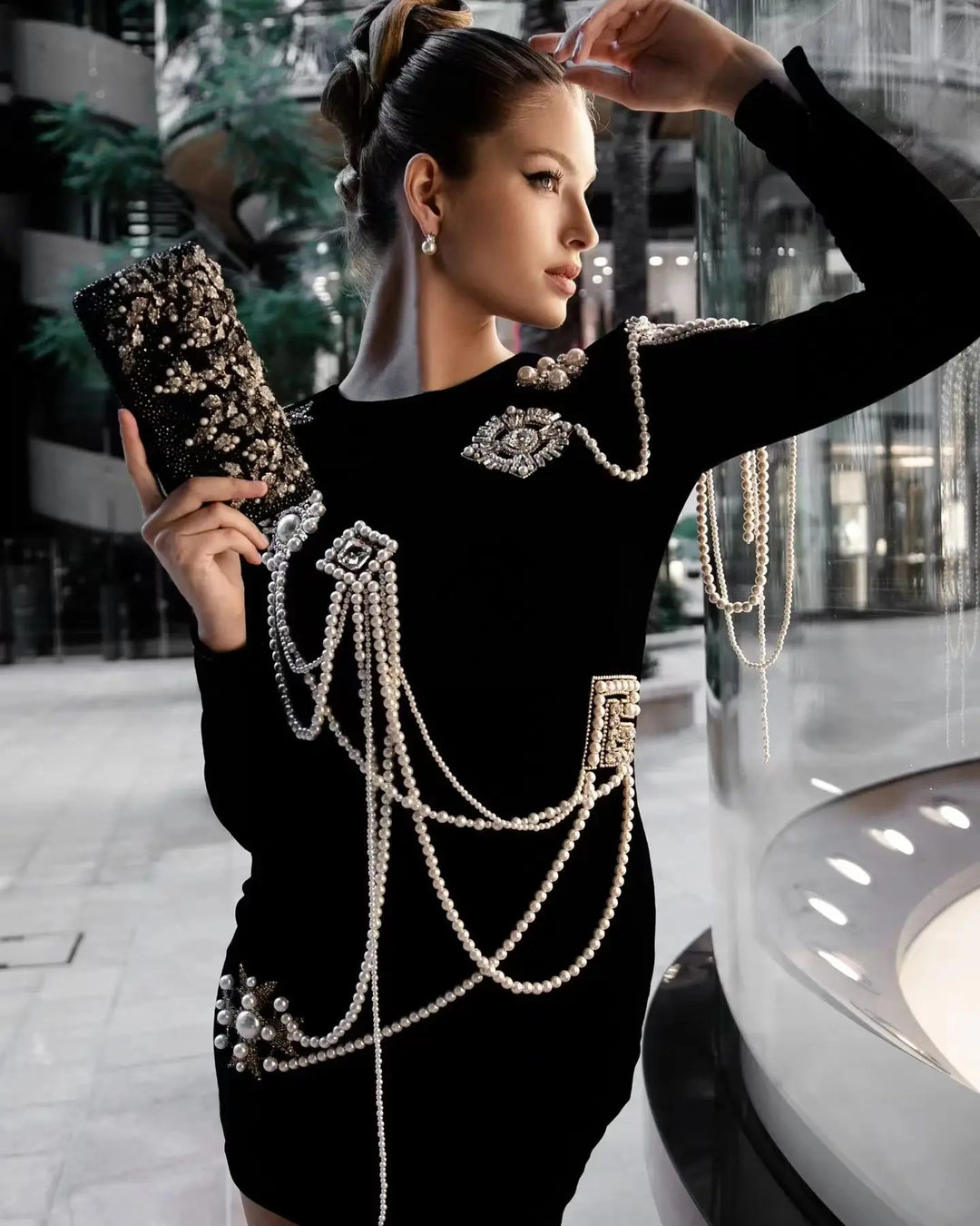 Lunar Pearl Mini Dress - Celestia Couture