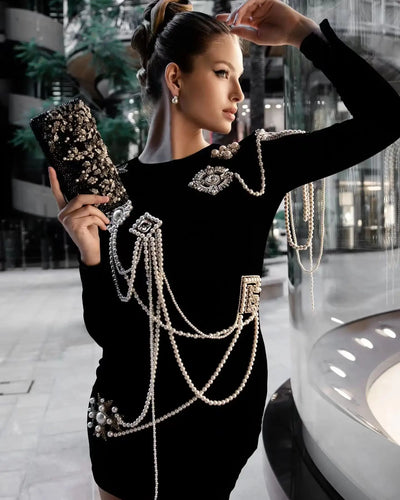 Lunar Pearl Mini Dress - Celestial Couture