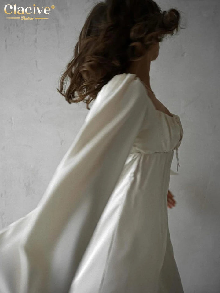 Ivory Silk Satin Mini Dress - Celestia Couture