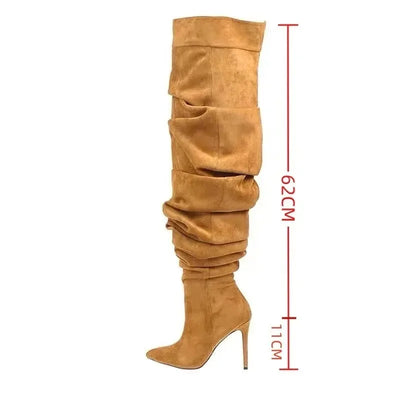 Paloma Suede Pleated Pointed Boots
